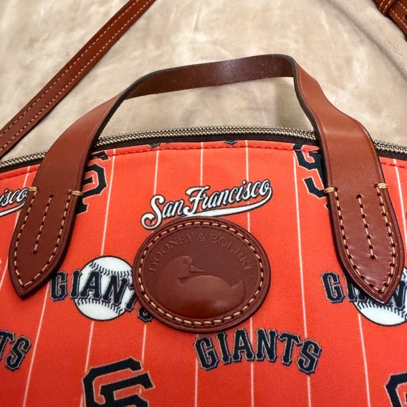Dooney & Bourke San Francisco Giants Orange Tote Bag Purse Leather Trim - Picture 10 of 10